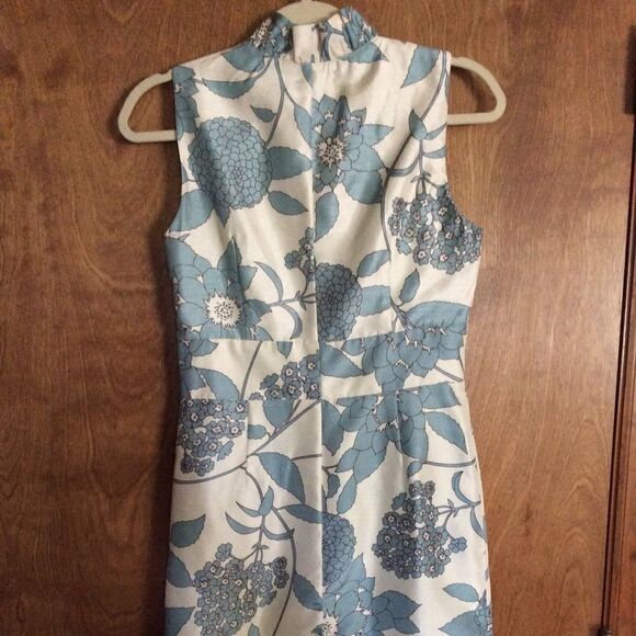 Dressbarn Women's Size 4 Blue Floral Sheath - Picture 2 of 5